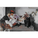 Vacunación de niños- Pintor: Vicente Borrá y Abellá.  1867-1945. Escuela española.